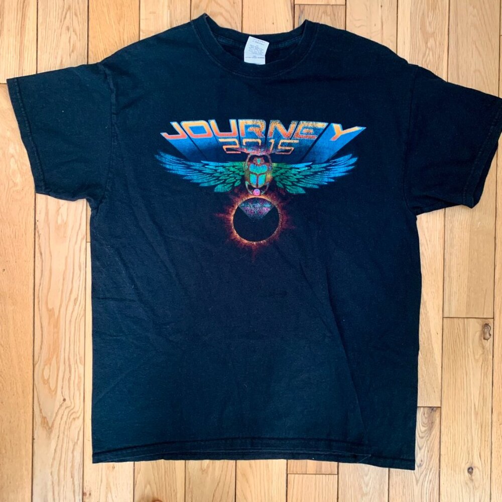 Y2K Journey 2015 Concert Tour Band Tee Gildan Tag Music Rock Men's Large Faded